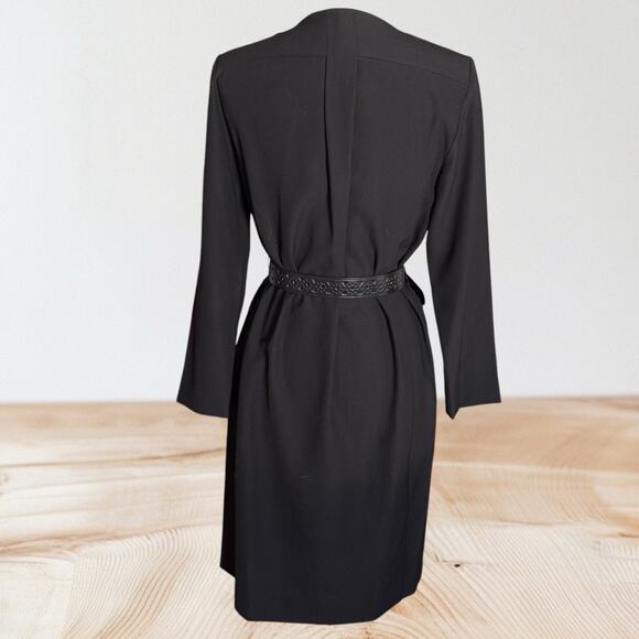 COS Black V Neck Long Sleeve Style Wrap Midi Dress Sz 8 Wear as Dress or Duster - Picture 3 of 10